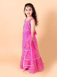 pspeaches Girls Purple Ethnic Motifs Printed Pure Cotton Kurta with Sharara & With Dupatta