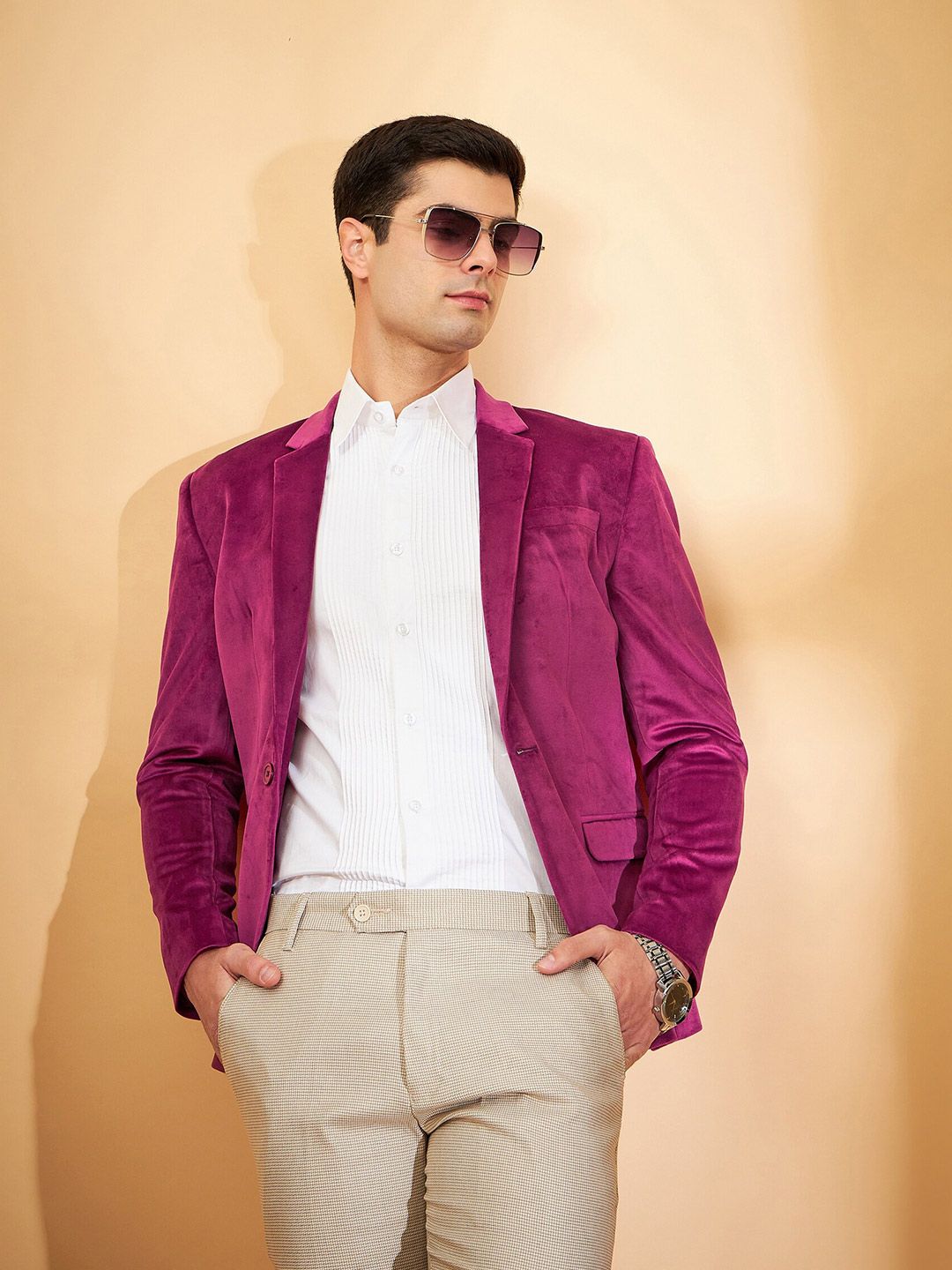 DENNISON Men Single Breasted Velvet Blazer