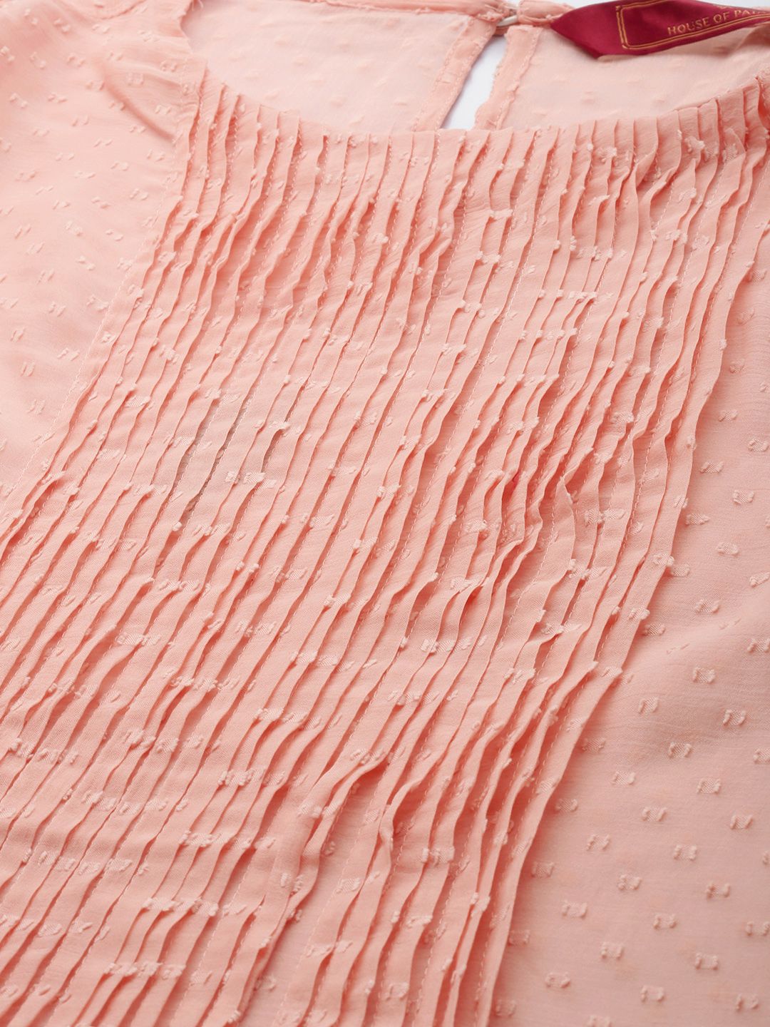 House of Pataudi Jashn Self Designed Embroidered Detail A-Line Midi Dress