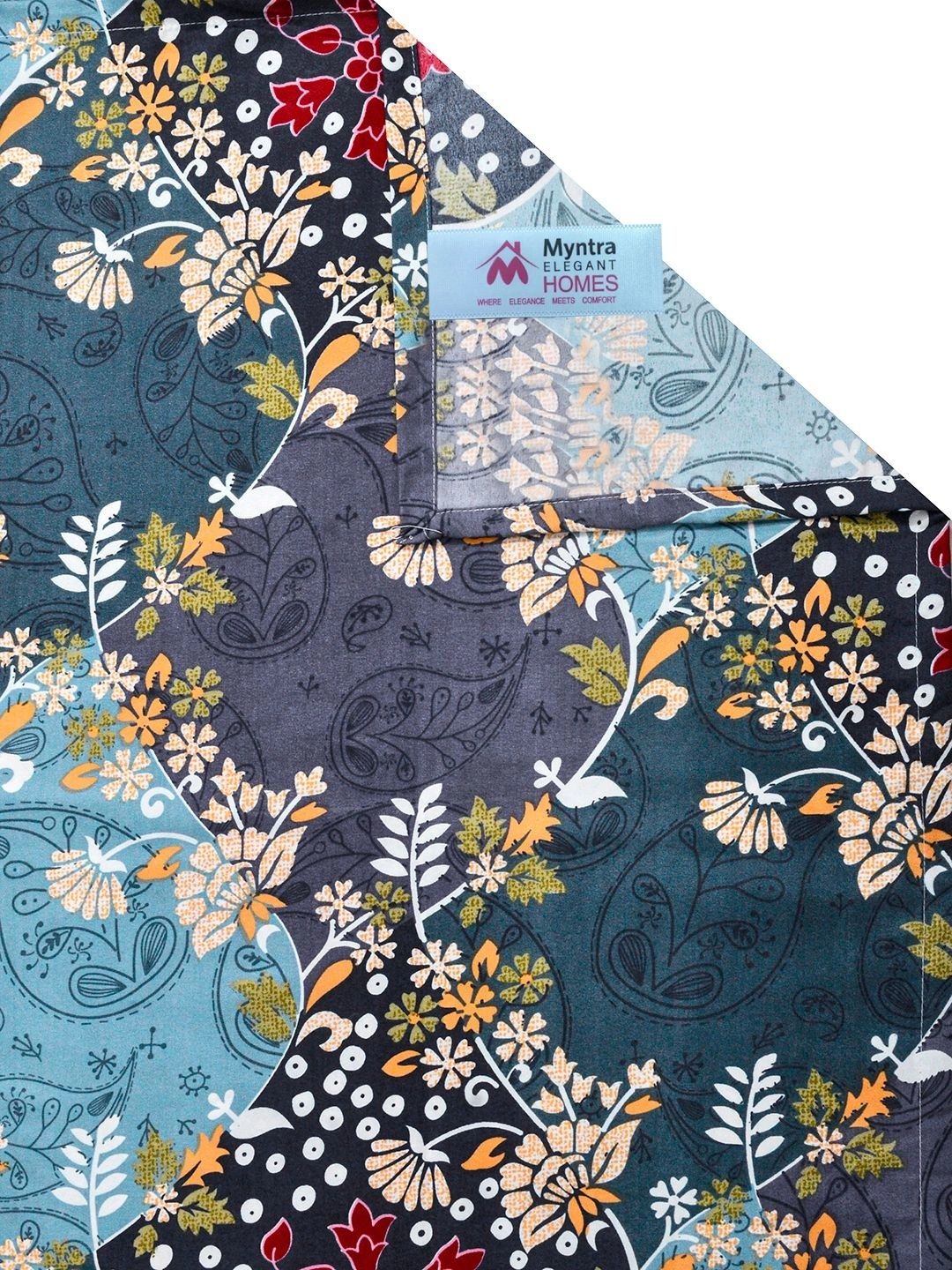 Myntra Elegant Homes Blue Floral 300 TC Single Bedsheet with 1 Pillow Covers