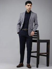 Park Avenue Slim Fit Textured Self Design Notched Lapel Single-Breasted Formal Blazer