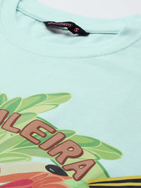 DressBerry Women Drop-Shoulder Sleeves Tropical Pure Cotton T-shirt