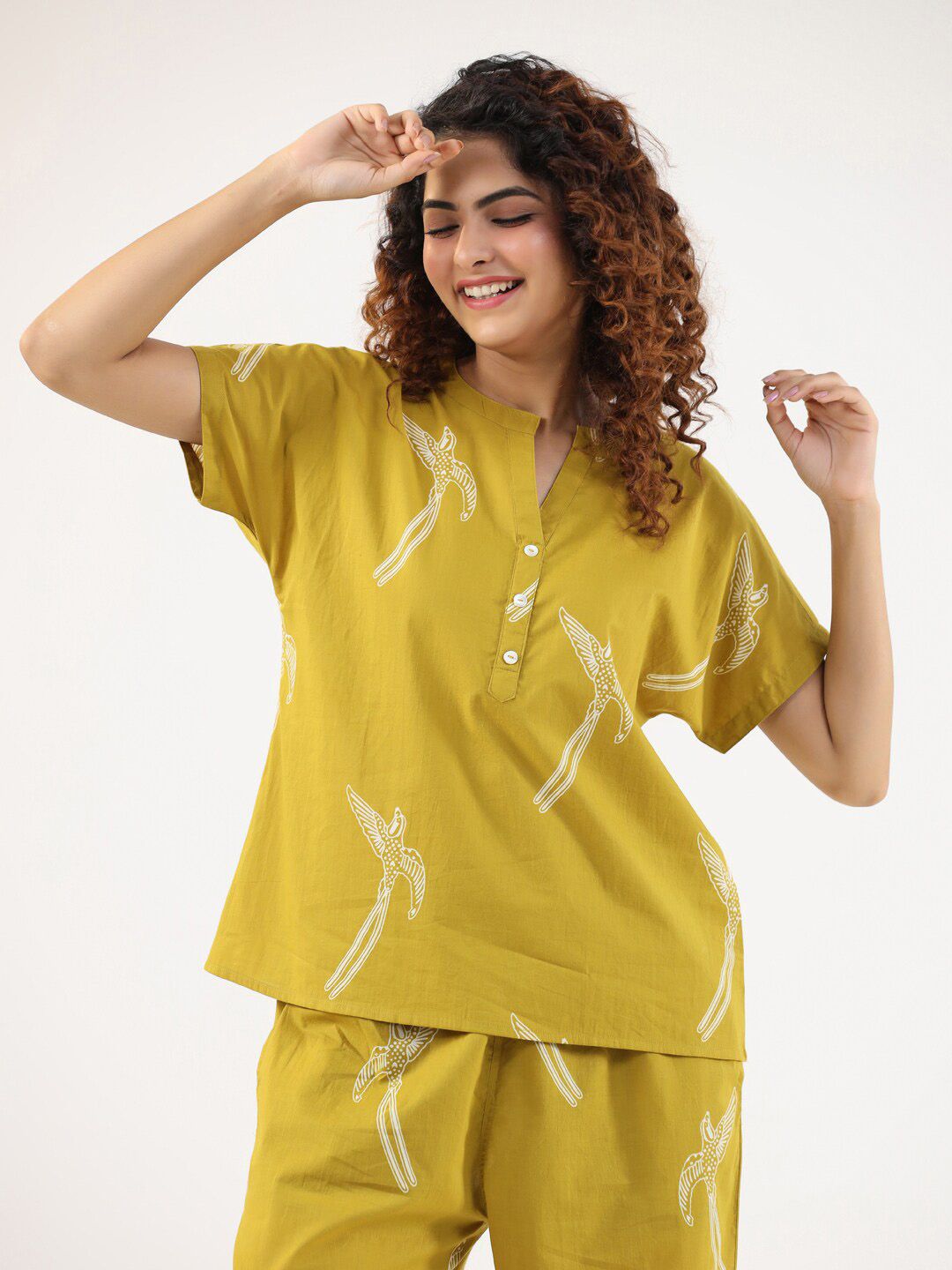 SANSKRUTIHOMES Graphic Printed Pure Cotton Night suit