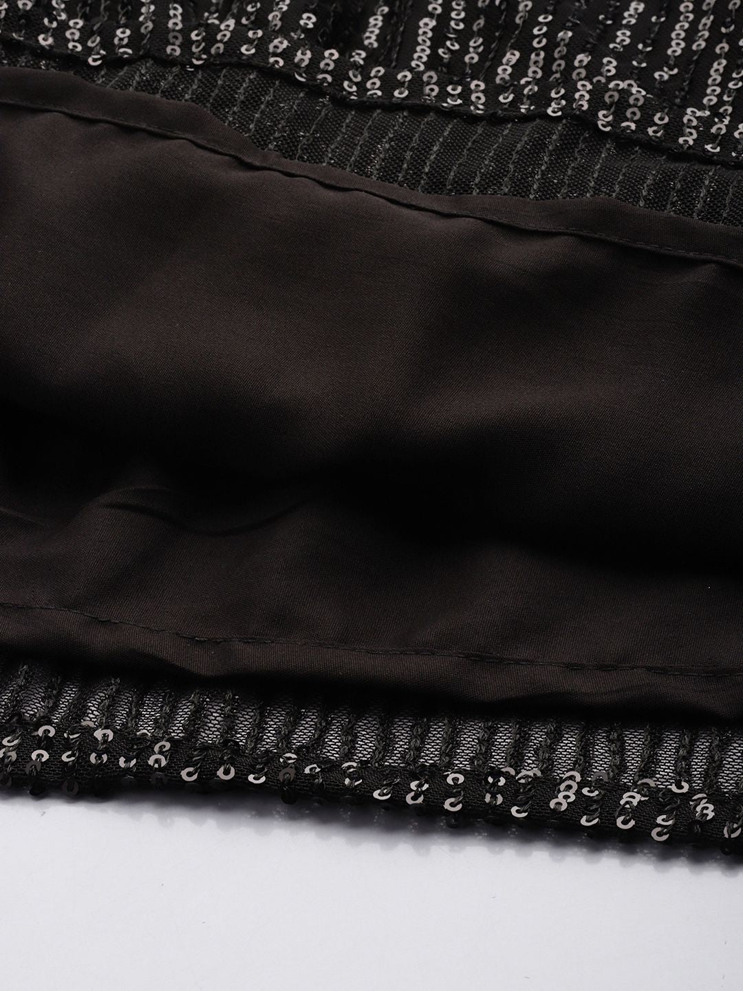 all about you Sequinned Stripes Embellished V-Neck Gathered or Pleated Party Top