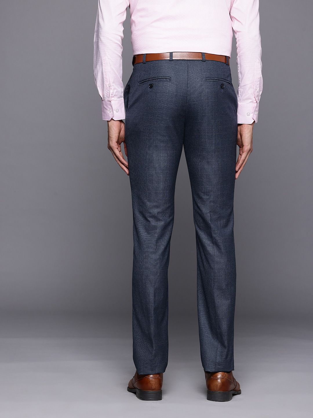 Raymond Men Checked Slim Fit Formal Trousers