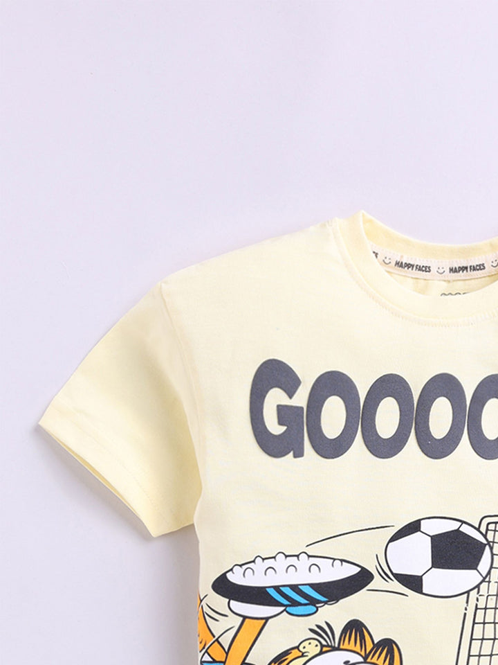 Happy Faces Kids Boys Garfield Printed Pure Cotton T-Shirt