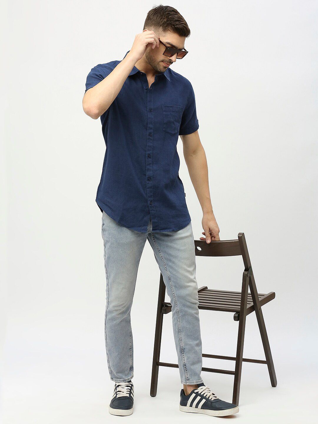 SPYKAR Spread Collar Linen Casual Shirt