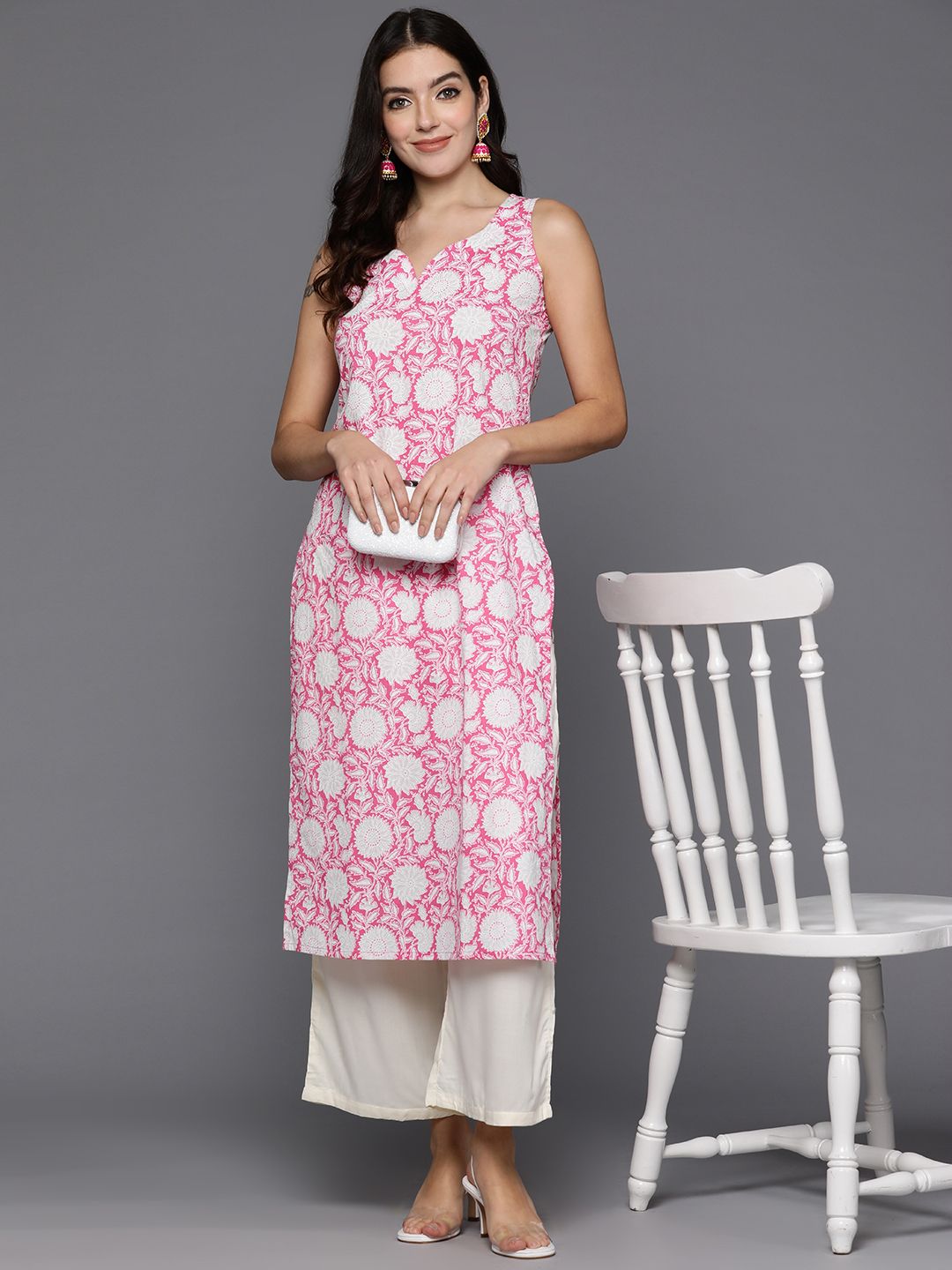 Indo Era Women Floral Printed Cotton Kurta