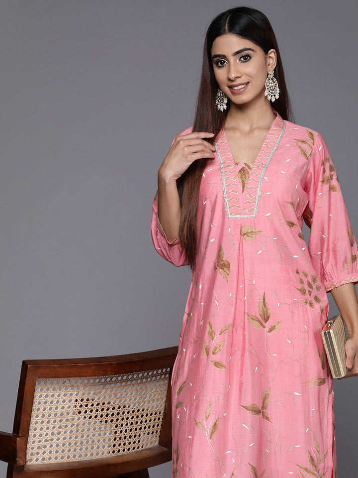 Libas Floral Printed Regular Gotta Patti Kurta with Palazzos