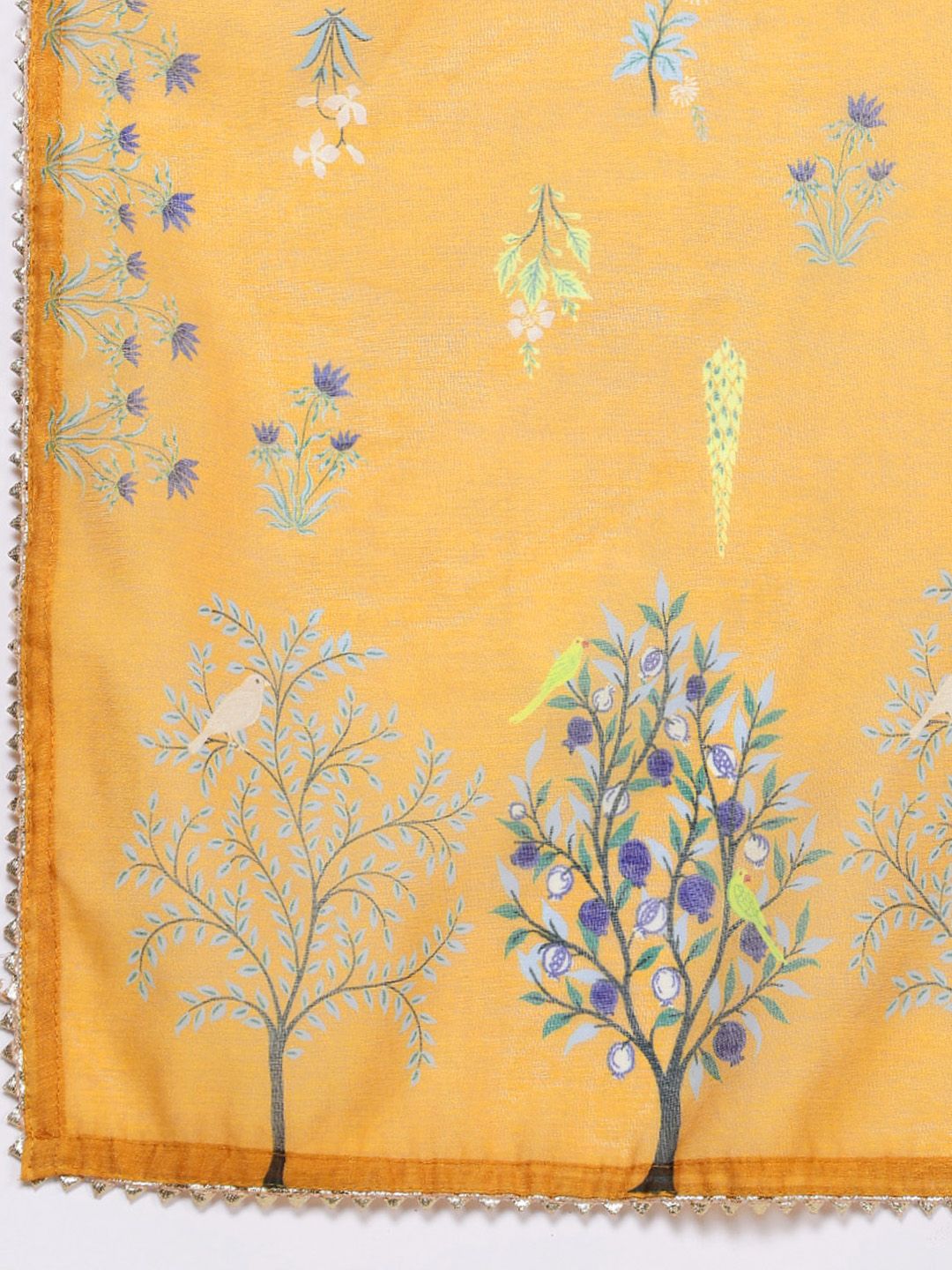 House of Pataudi Women Floral Embroidered Regular Jashn Kurti With Palazzos & Dupatta