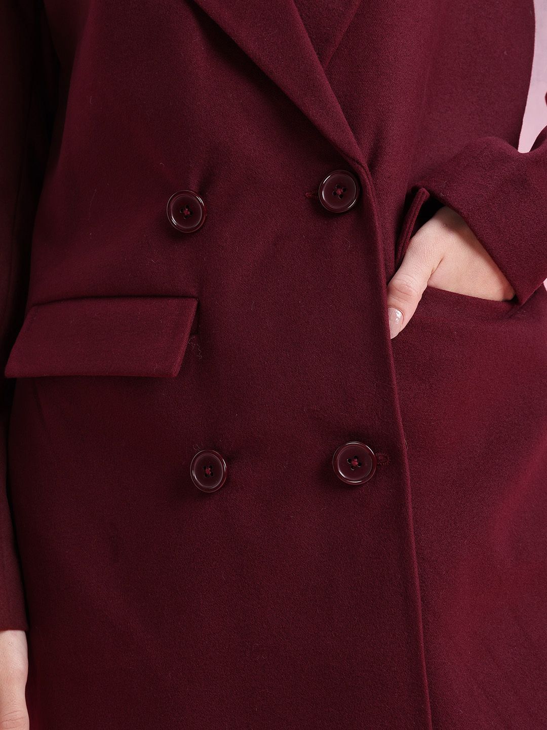 DressBerry Notched Lapel Collar Double-Breasted Overcoat