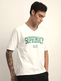 DILLINGER Men Short Sleeve Oversized V-Neck Printed Tshirt