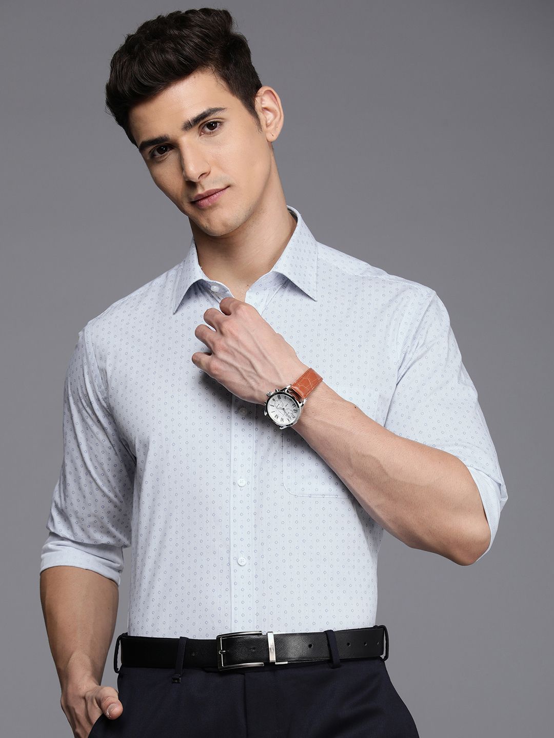 Raymond Slim Fit Striped Pure Cotton Formal Shirt