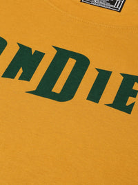 DILLINGER Men Mustard Yellow Typography Printed Pure Cotton Oversized  T-shirt