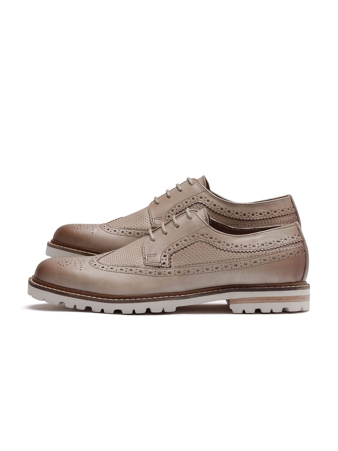 RARE RABBIT Men Textured Leather Casual Brogues