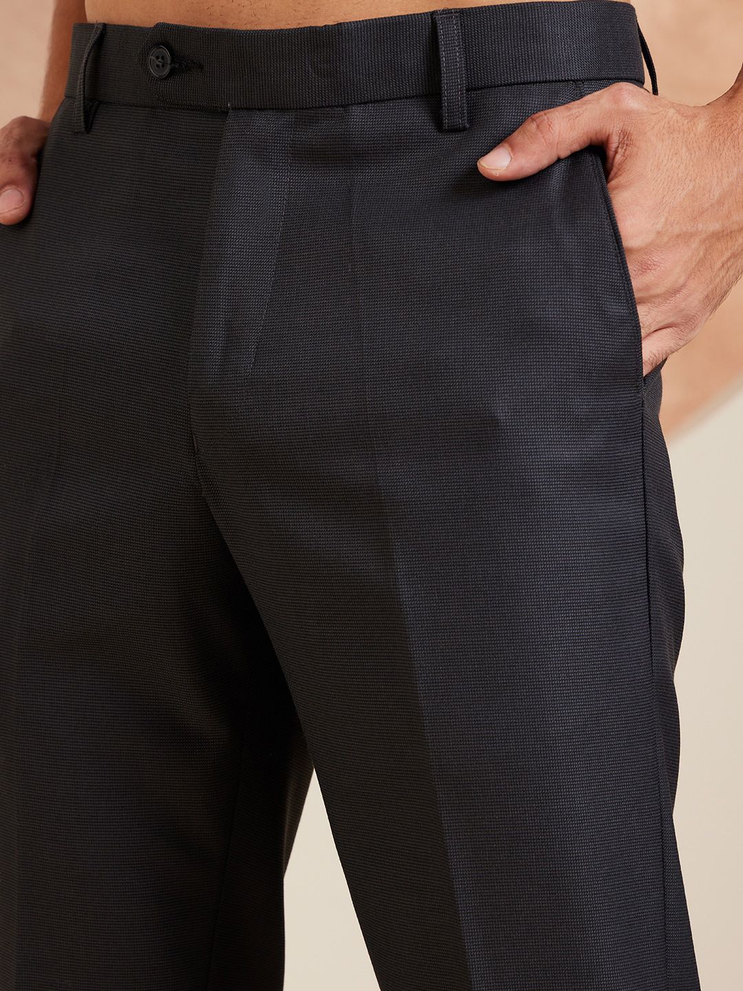 DENNISON Men Smart Tapered Fit Easy Wash Trousers