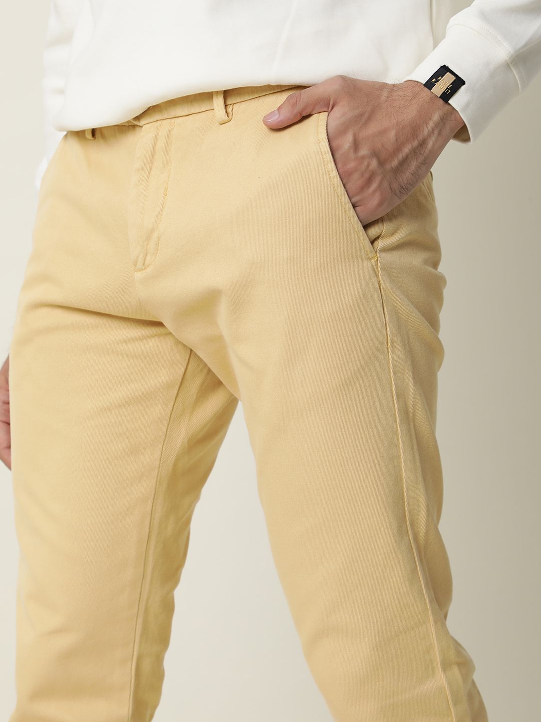 RARE RABBIT Men Pure Cotton Scotch Mid-Rise Slim Fit Trouser