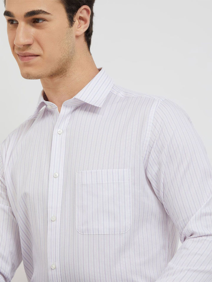 Raymond Pure Cotton Slim Fit Opaque Striped Formal Shirt