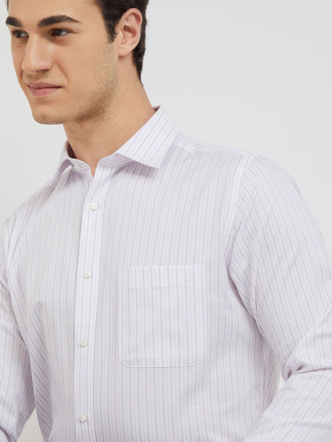 Raymond Pure Cotton Slim Fit Opaque Striped Formal Shirt