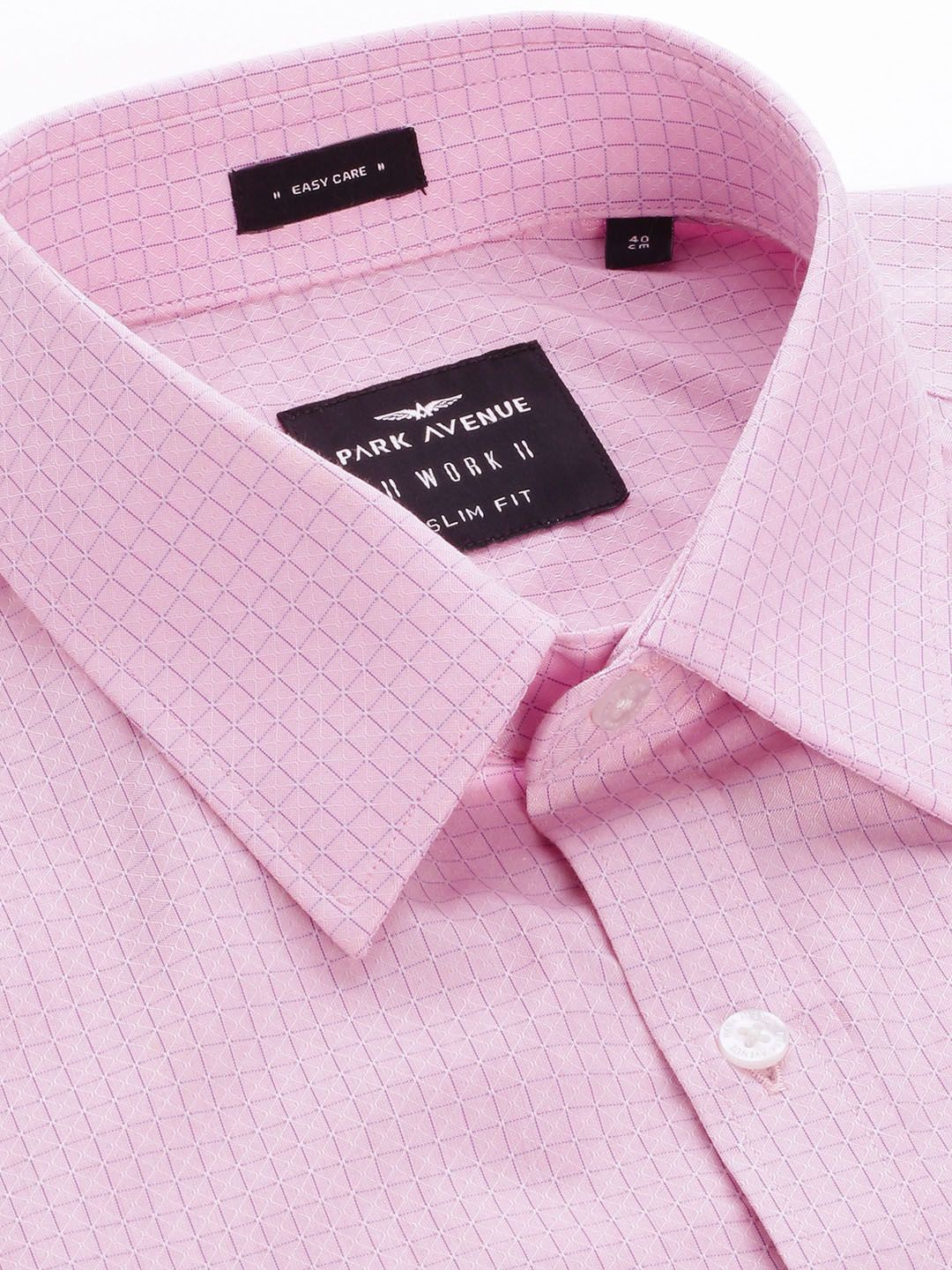 Park Avenue Slim Fit Grid Tattersall Checks & Self Design Opaque Formal Shirt With Pocket