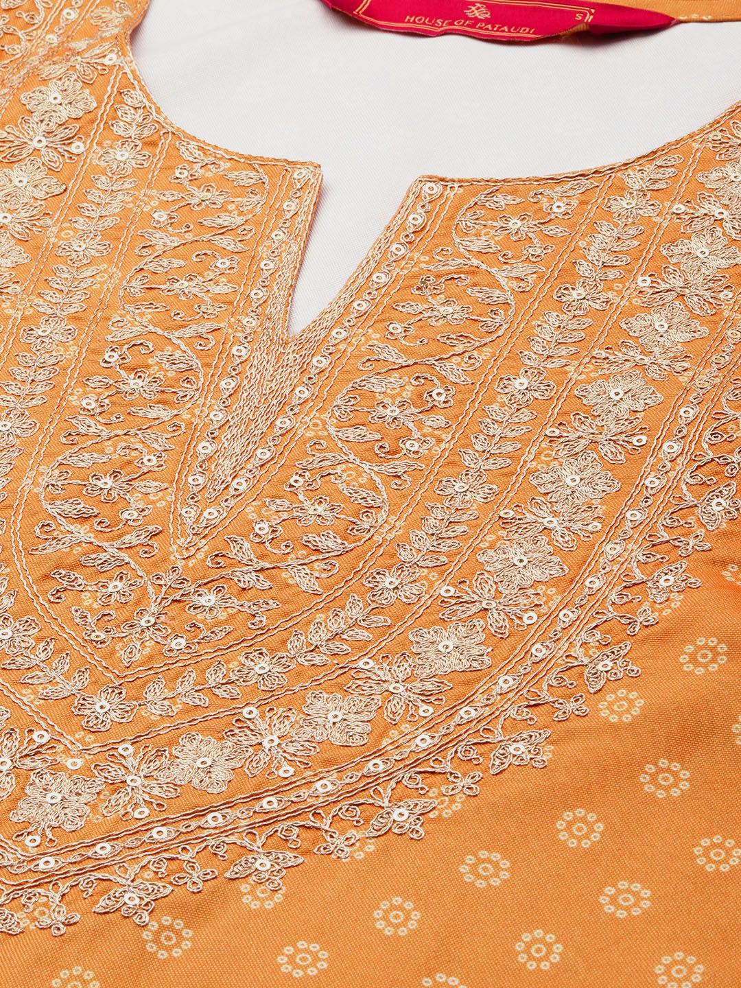 House of Pataudi Geometric Printed Sequinned Jashn Kurta