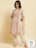 W Floral Printed Straight Kurta With Trousers & Dupatta