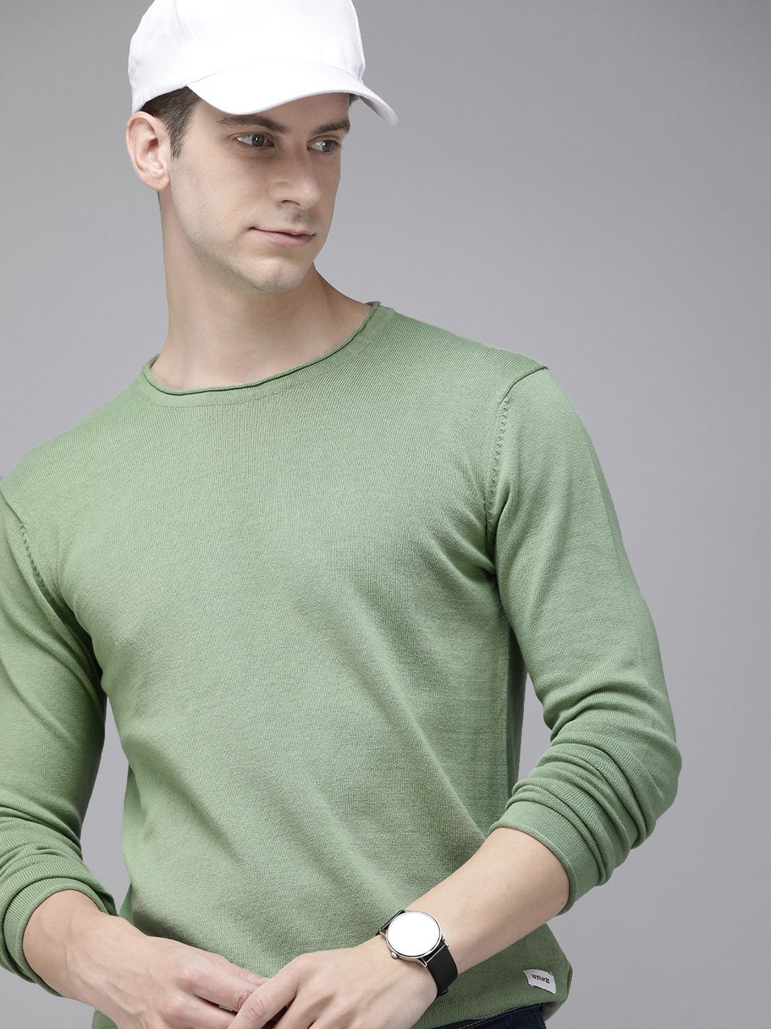 SPYKAR Pure Cotton Solid Round Neck Pullover Sweaters