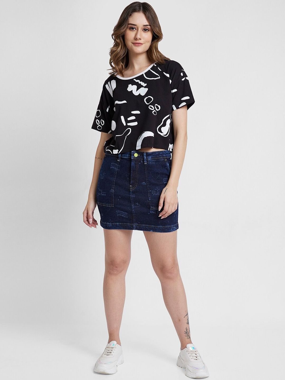 SPYKAR Pencil Fit Mini Length Skirt