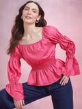 DressBerry Puff Sleeve Peplum Top