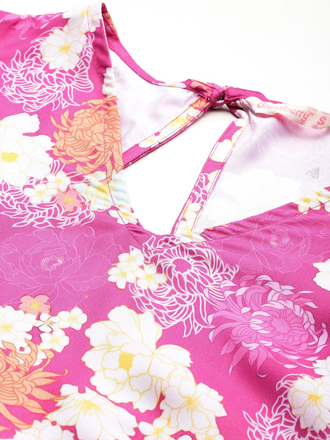 DressBerry Floral Print Puff Sleeve Tiered Midi Dress