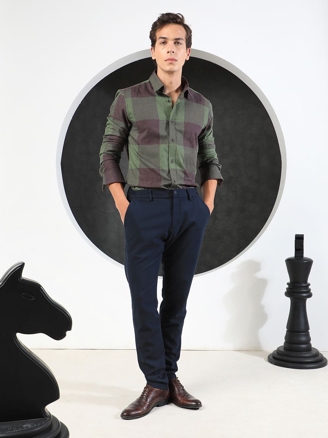 RARE RABBIT Men Beavers Slim Fit Buffalo Checked Cotton Shirt