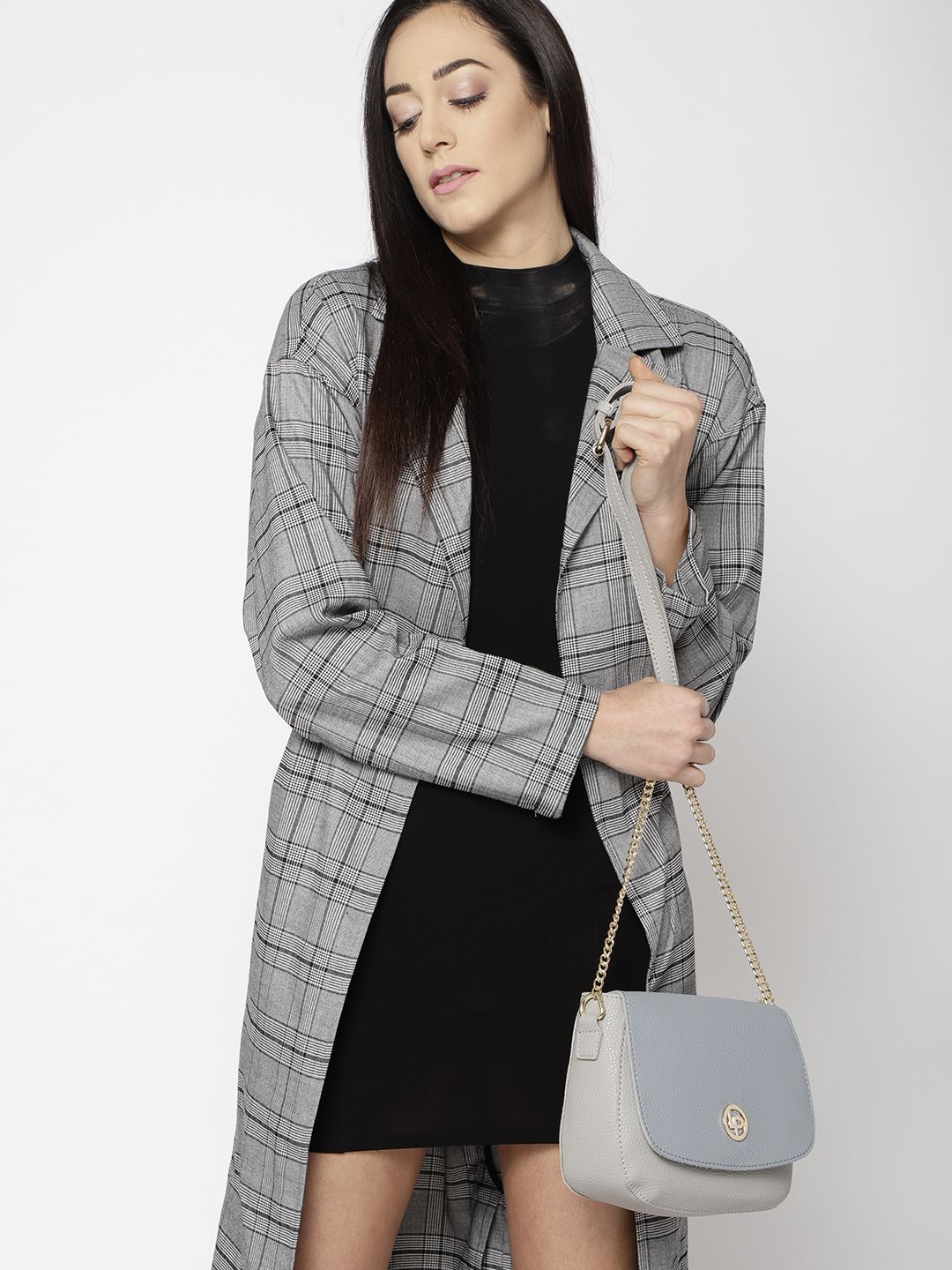 Lino Perros Grey & Blue Colourblocked Sling Bag
