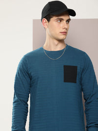 DILLINGER Men Striped Jacquard Structure Pockets T-shirt