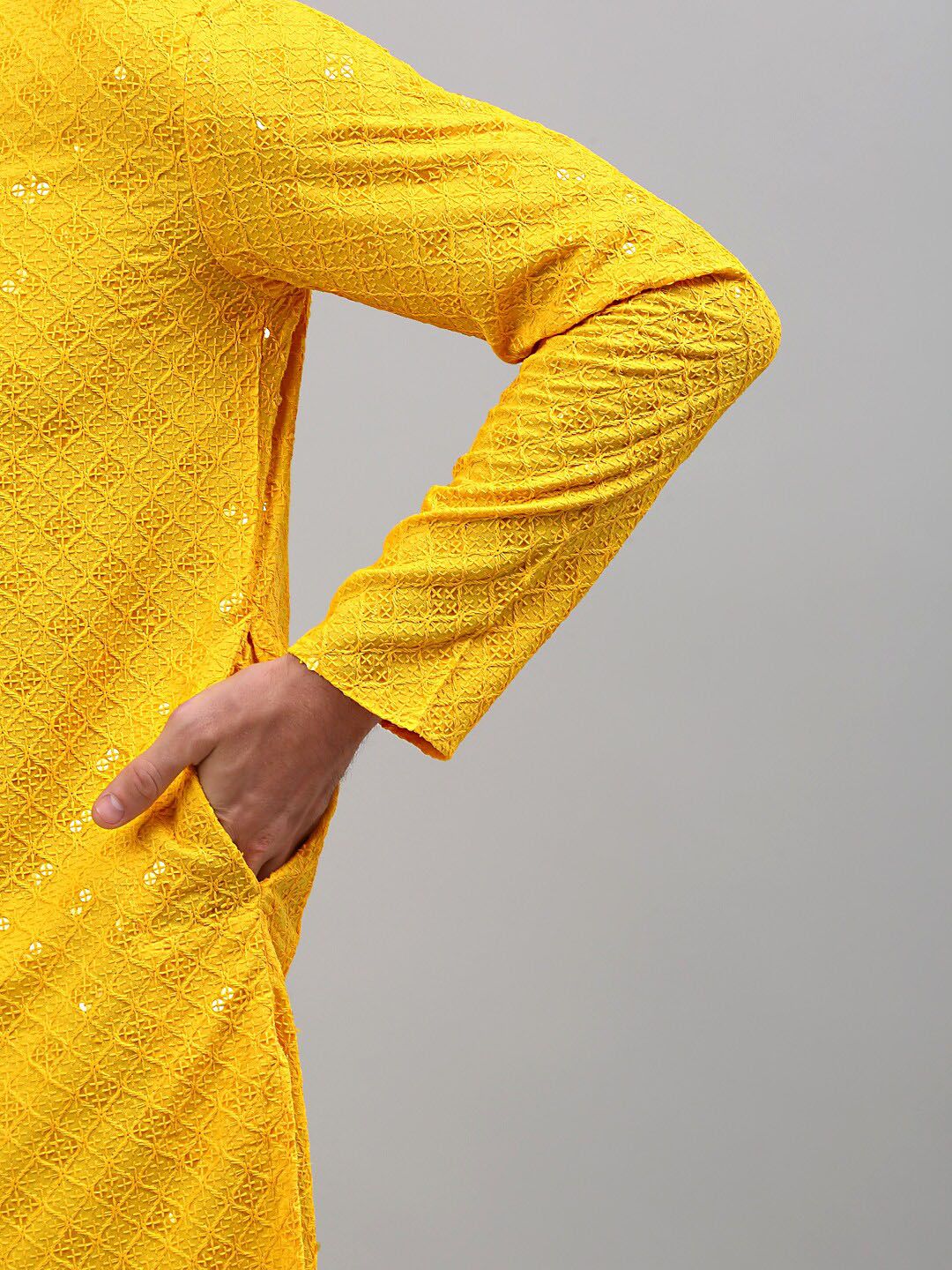 Jompers Mandarin Collar Chikankari Embroidered Kurta