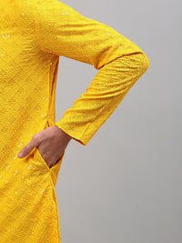 Jompers Mandarin Collar Chikankari Embroidered Kurta