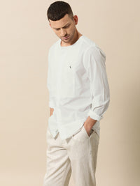 Mr Bowerbird Men White Tailored Fit Solid Casual Shirt