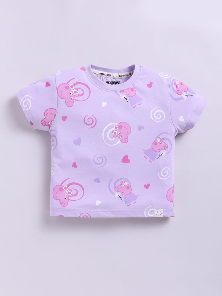 Happy Faces Kids Girls Peppa Pig Printed Pure Cotton T-Shirt