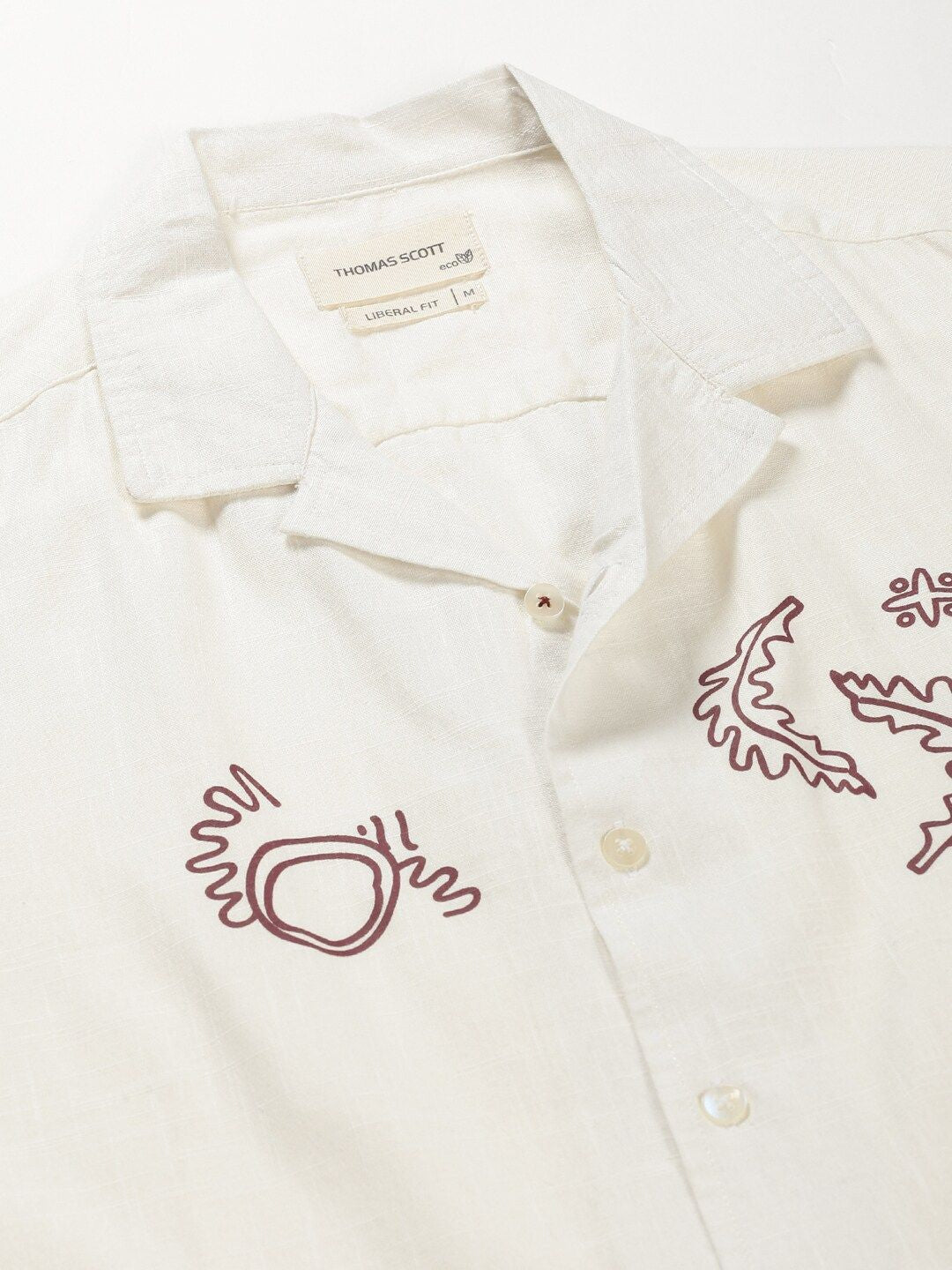 Thomas Scott Premium Conversational Printed Cuban Collar Cotton Casual Shirt