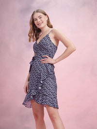 DressBerry Floral Print Ruffled Wrap Dress