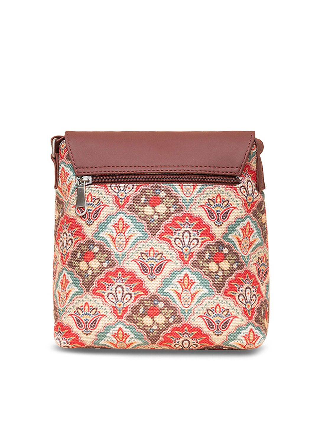 ZOUK Ethnic Motifs Printed Structured Sling Bag