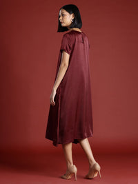 all about you Satin Finish Flared Hem A-Line Midi Dress