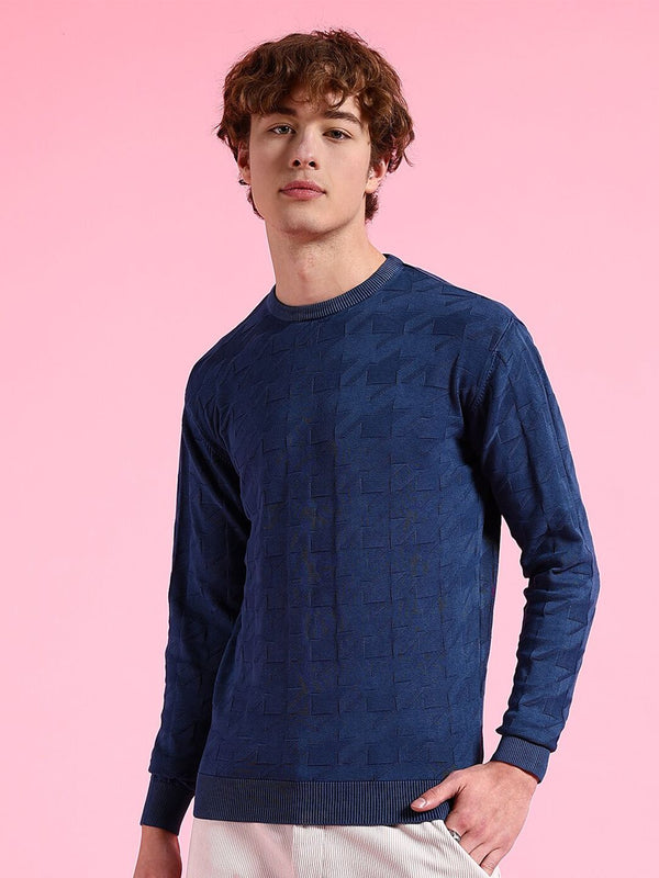 The Indian Garage Co Geometric Self Design Acrylic Pullover