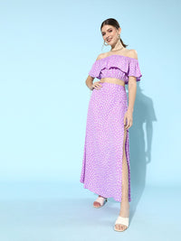Berrylush Women Charming Purple Polka Dots Co-ords Dress
