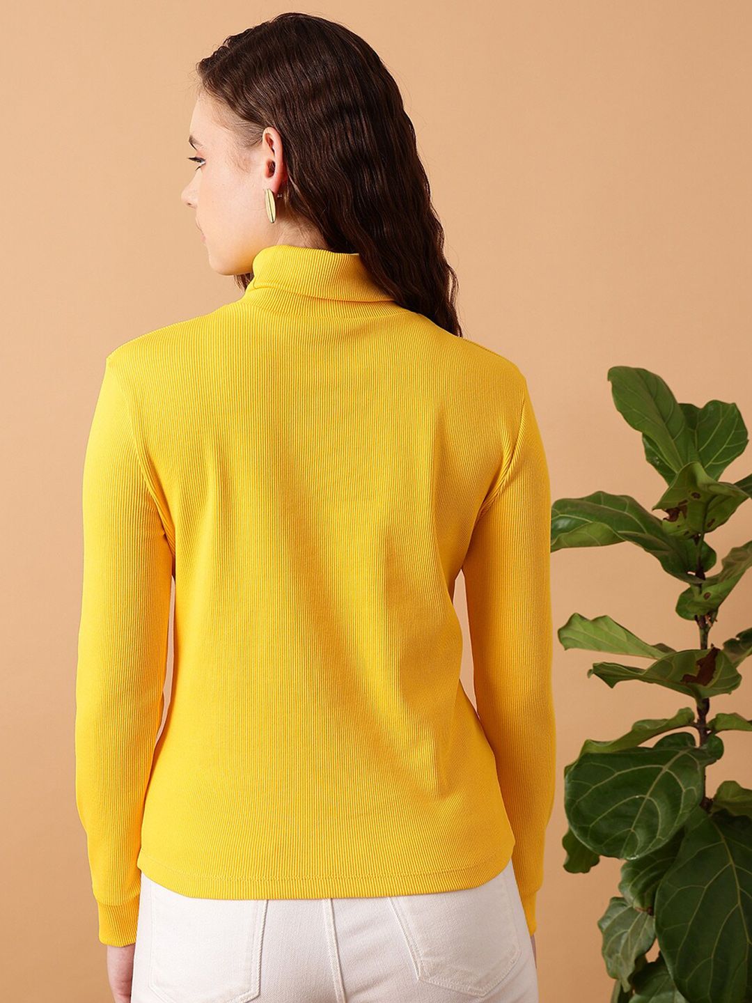 STREET 9 Ribbed Turtle Neck Fitted Top