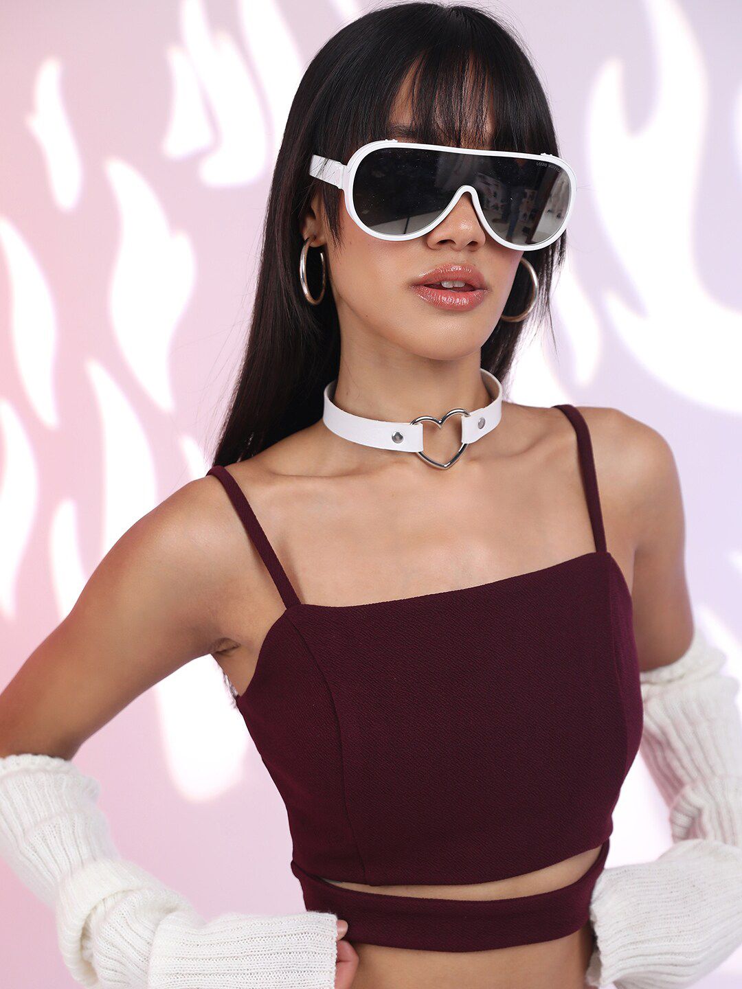 Tokyo Talkies Purple Shoulder Straps Fitted Crop Top