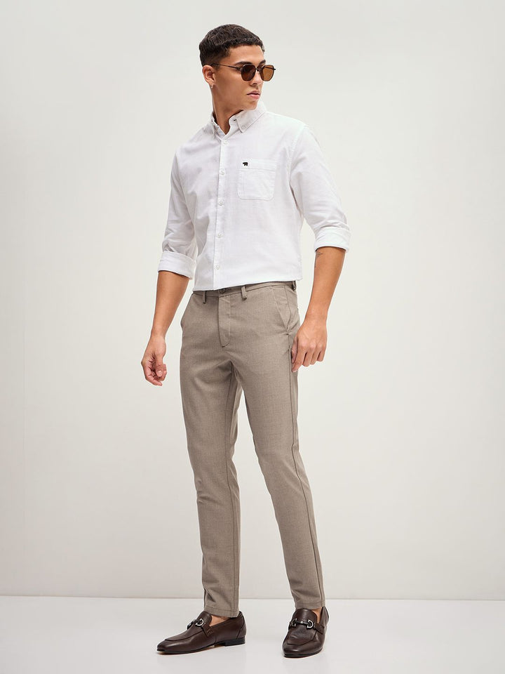 THE BEAR HOUSE Men Solid 4 Way Stretch Formal Trouser