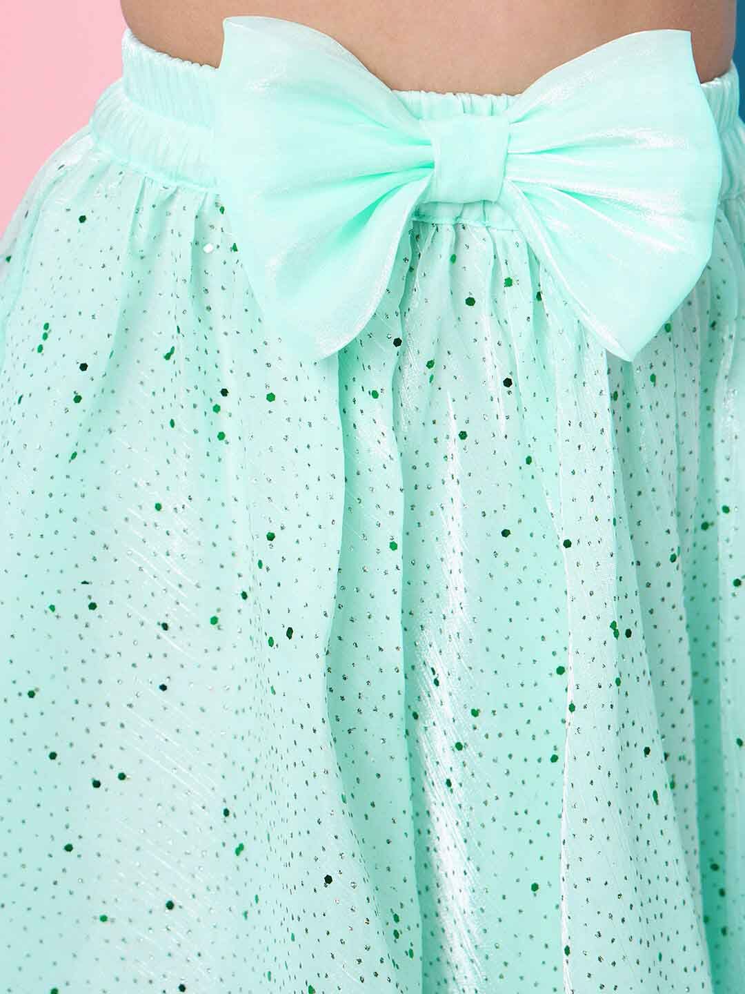 pspeaches Girls Embellished One Shoulder Top with Skirt