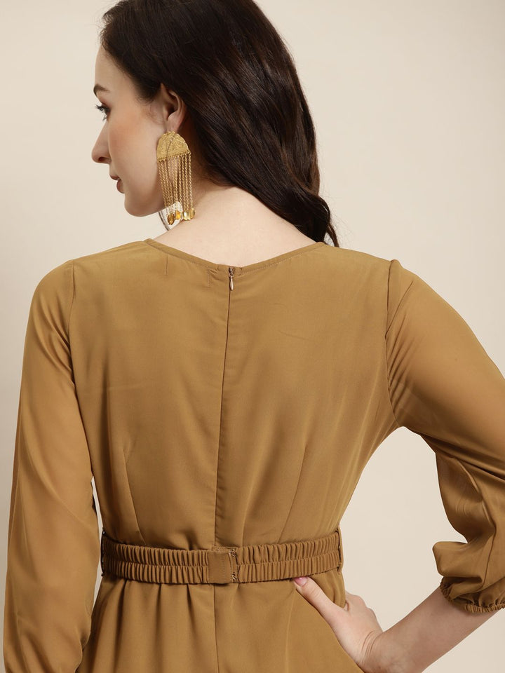 Shae by SASSAFRAS Mustard Yellow Embroidered Belt Dhoti Dress