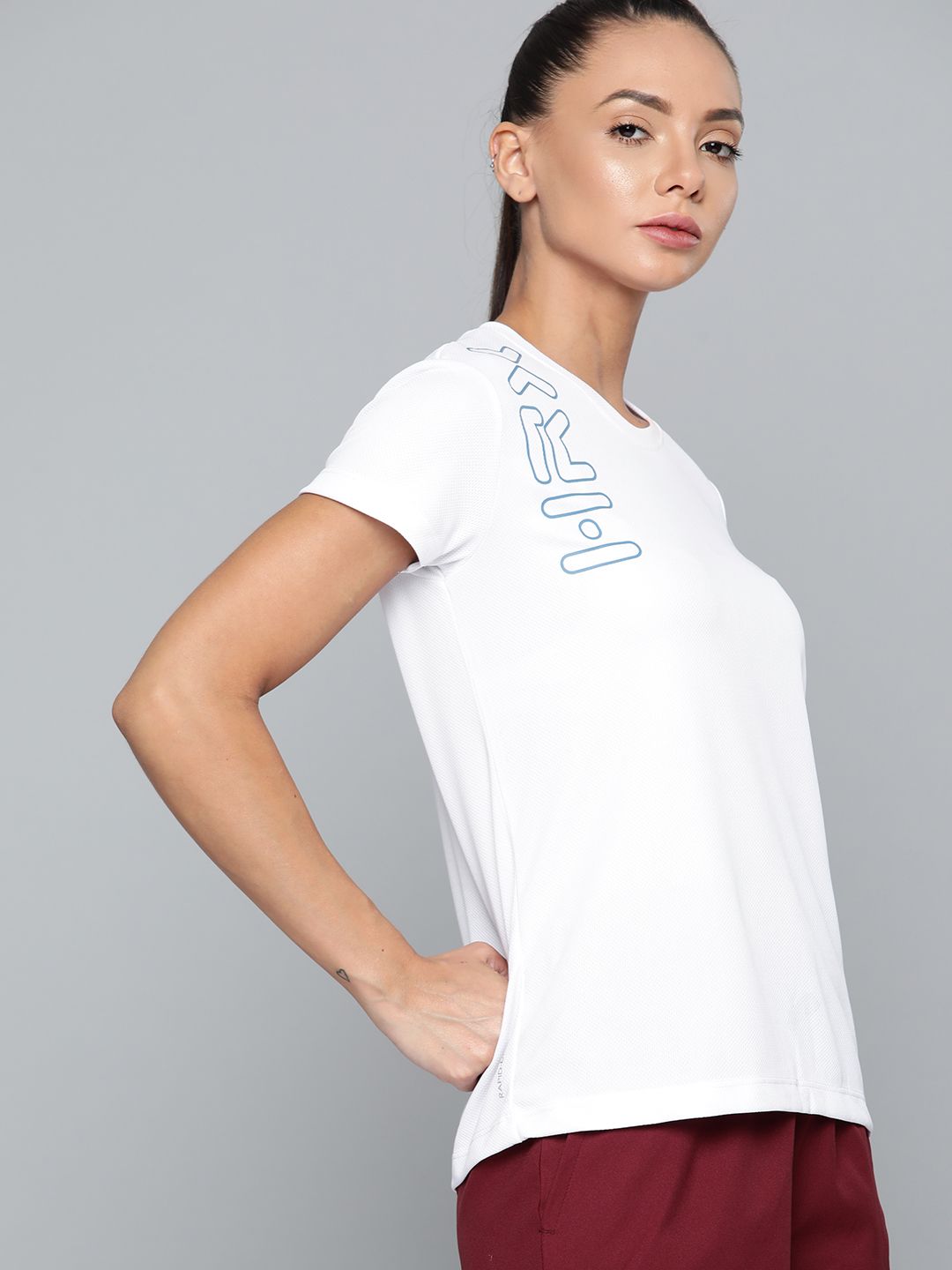HRX By Hrithik Roshan Running Women Optic White Rapid-Dry Brand Carrier Tshirts