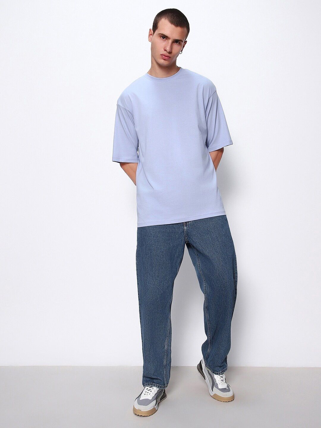 Bewakoof Drop-Shoulder Sleeves Oversized Cotton T-shirt